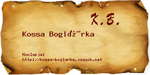 Kossa Boglárka névjegykártya
